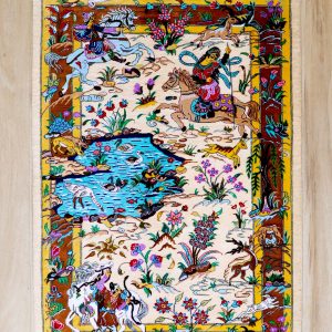 فرش تمام ابریشم-شکارگاه