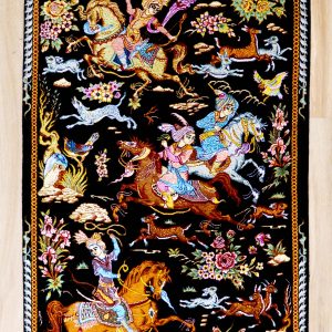 فرش تمام ابریشم-شکارگاه