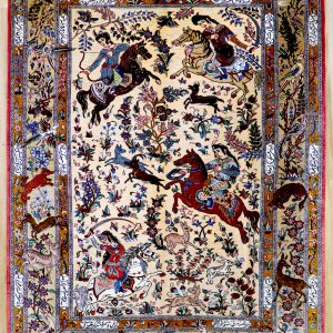 فرش تمام ابریشم-شکارگاه