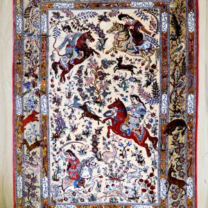 فرش تمام ابریشم-شکارگاه